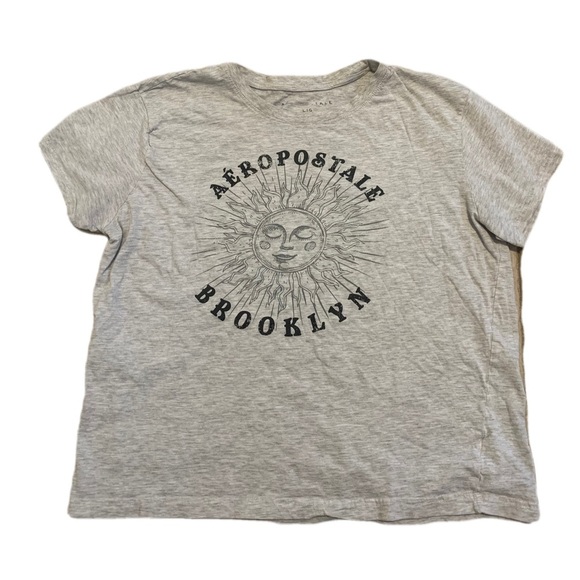 💜 Aeropostale Brooklyn Sun Graphic T-shirt - Gray - Women's/Unisex Size L/G - Picture 1 of 5